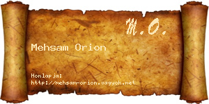 Mehsam Orion névjegykártya